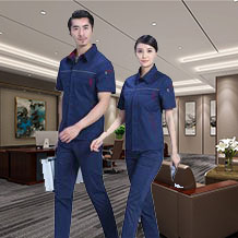 夏季時尚合體滌棉細斜短袖工作服FY611