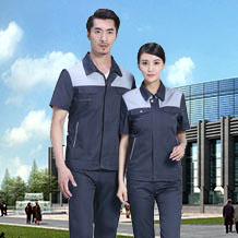 時尚桔色拼接滌棉細斜短袖工作服FY617