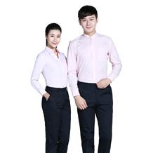 時尚淺粉翻領長袖襯衫ZL0016